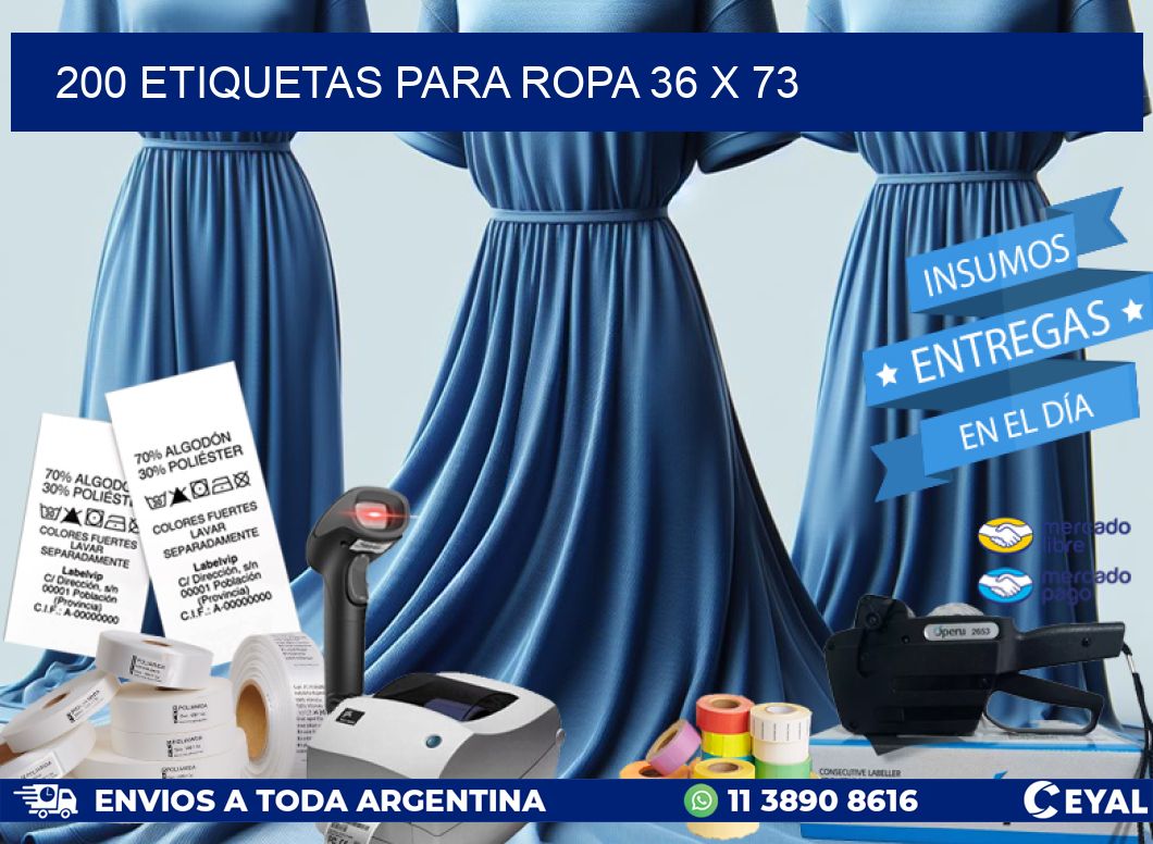 200 ETIQUETAS PARA ROPA 36 x 73