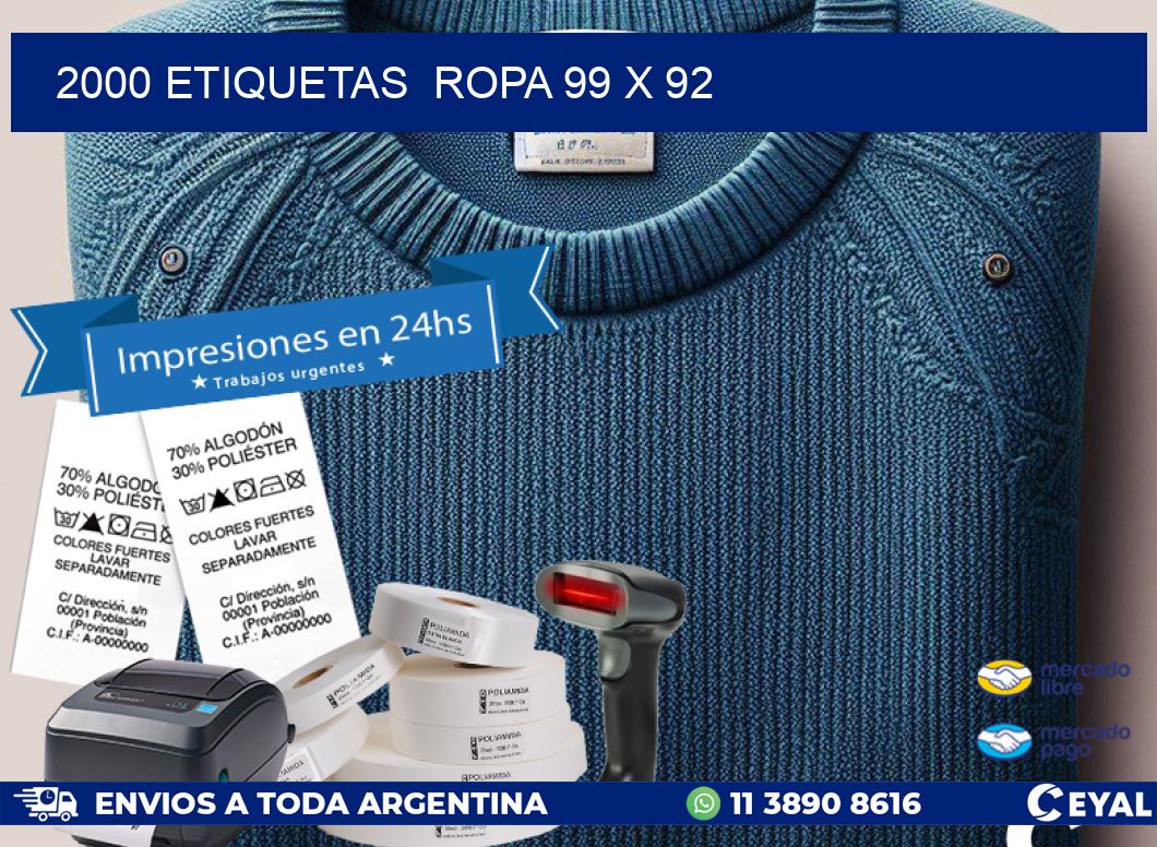 2000 ETIQUETAS  ROPA 99 x 92