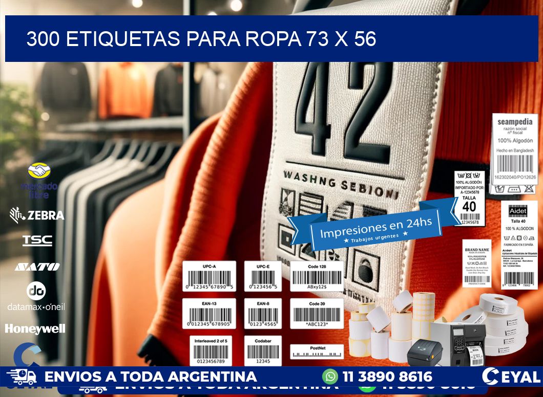 300 ETIQUETAS PARA ROPA 73 x 56