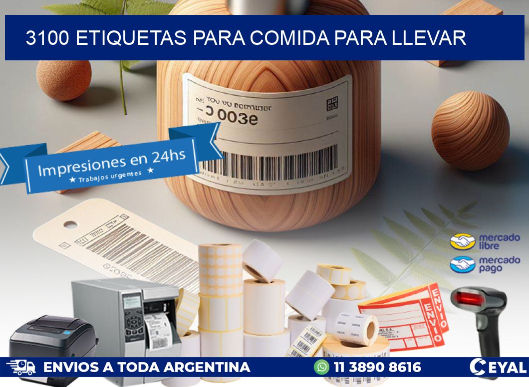 3100 ETIQUETAS PARA COMIDA PARA LLEVAR