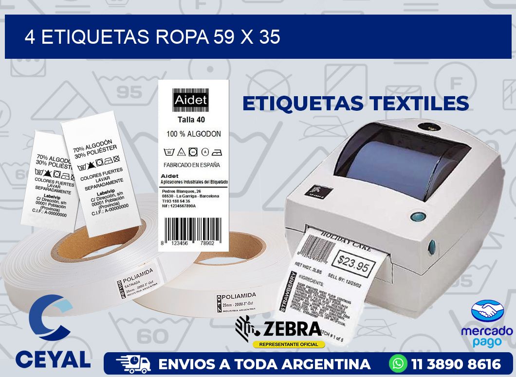 4 ETIQUETAS ROPA 59 x 35