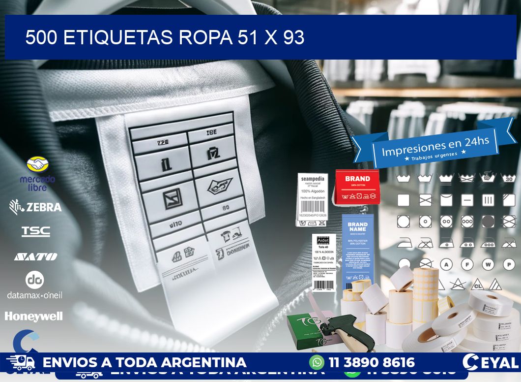 500 ETIQUETAS ROPA 51 x 93