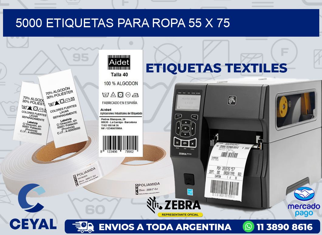 5000 ETIQUETAS PARA ROPA 55 x 75