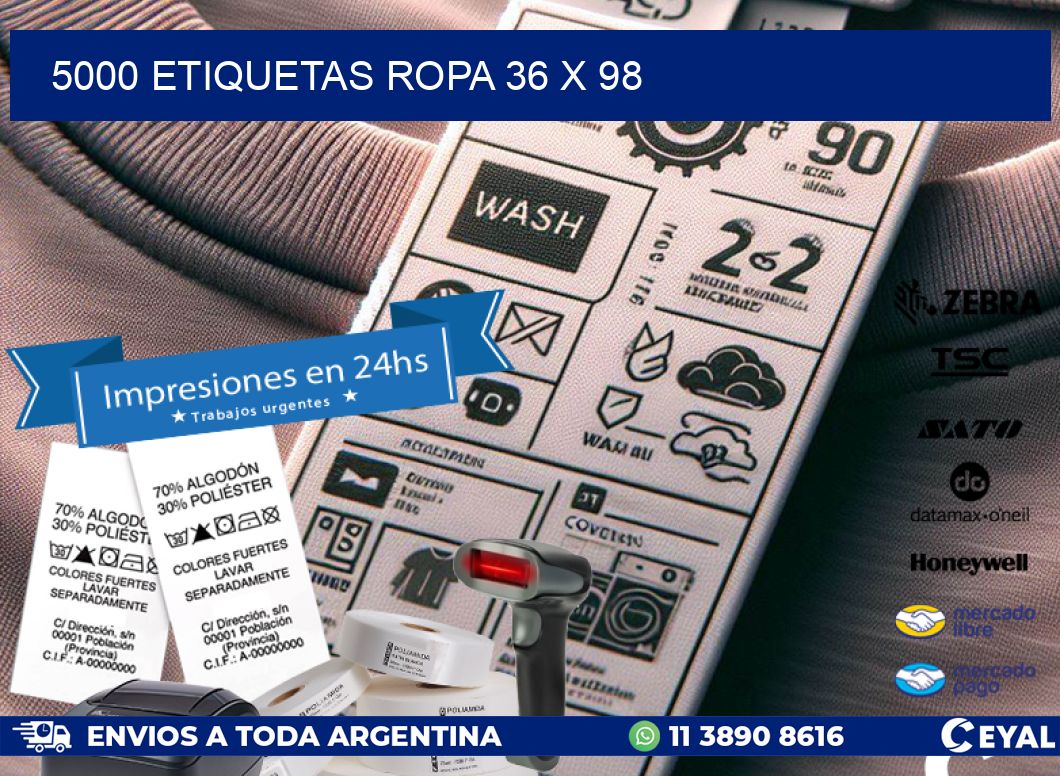 5000 ETIQUETAS ROPA 36 x 98