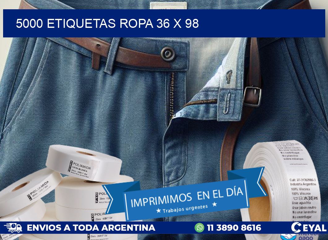 5000 ETIQUETAS ROPA 36 x 98