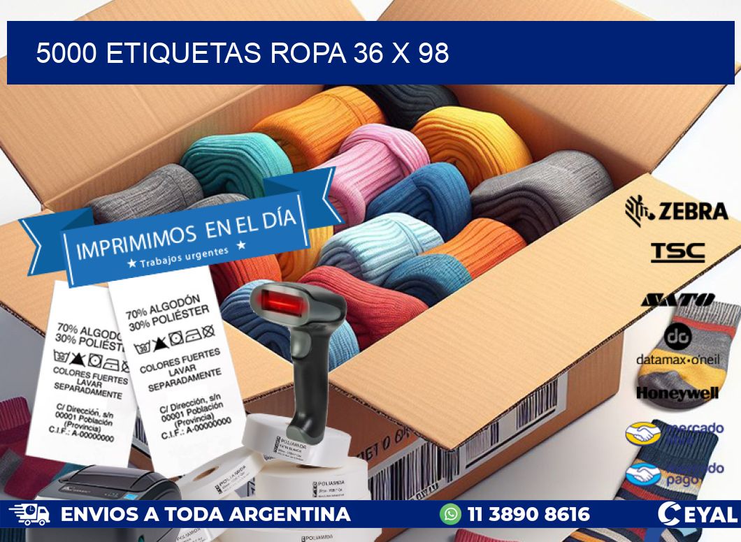 5000 ETIQUETAS ROPA 36 x 98