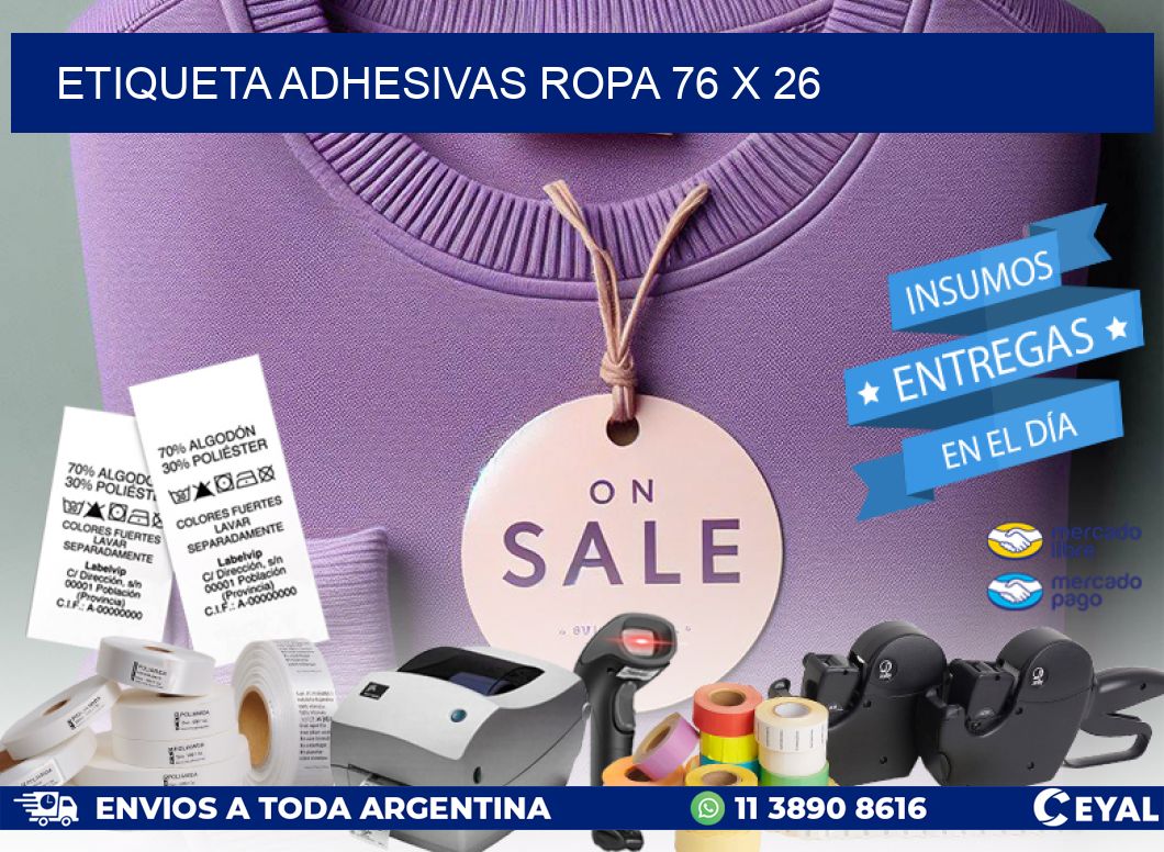 ETIQUETA ADHESIVAS ROPA 76 x 26