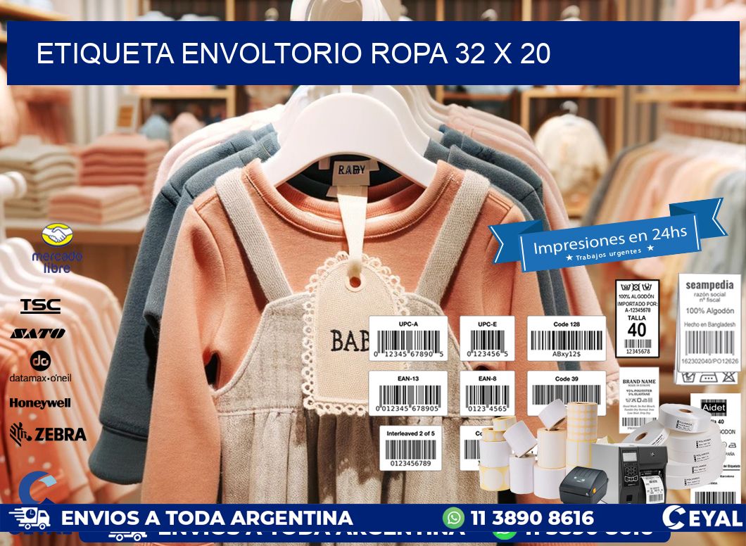 ETIQUETA ENVOLTORIO ROPA 32 x 20