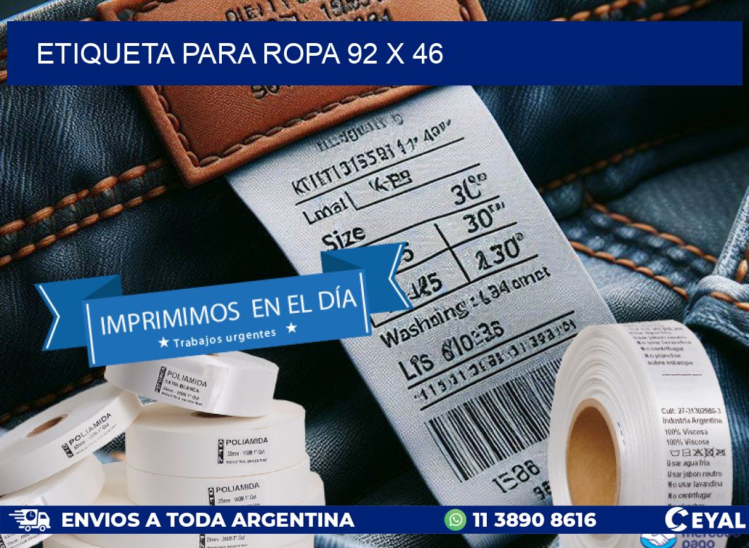 ETIQUETA PARA ROPA 92 x 46