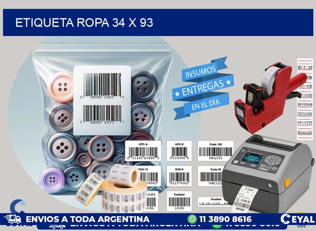 ETIQUETA ROPA 34 x 93