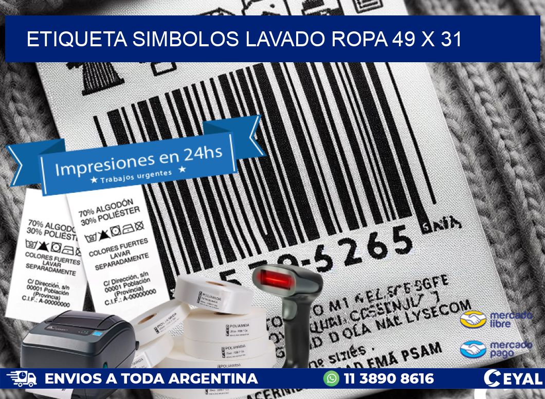 ETIQUETA SIMBOLOS LAVADO ROPA 49 x 31