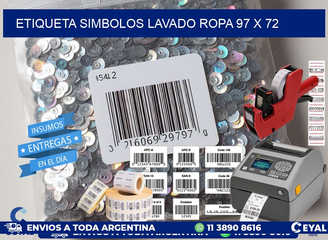 ETIQUETA SIMBOLOS LAVADO ROPA 97 x 72