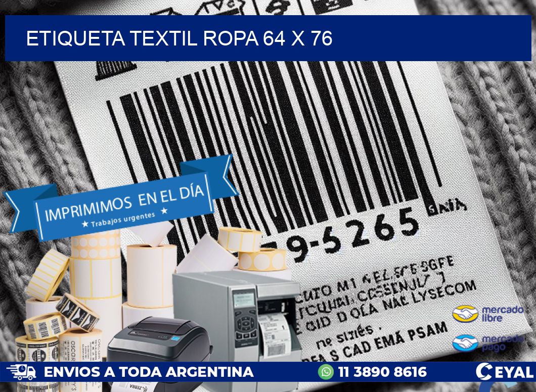 ETIQUETA TEXTIL ROPA 64 x 76