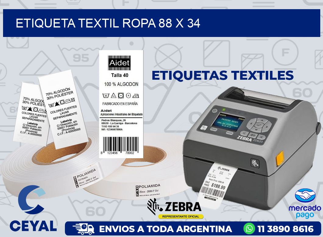 ETIQUETA TEXTIL ROPA 88 x 34