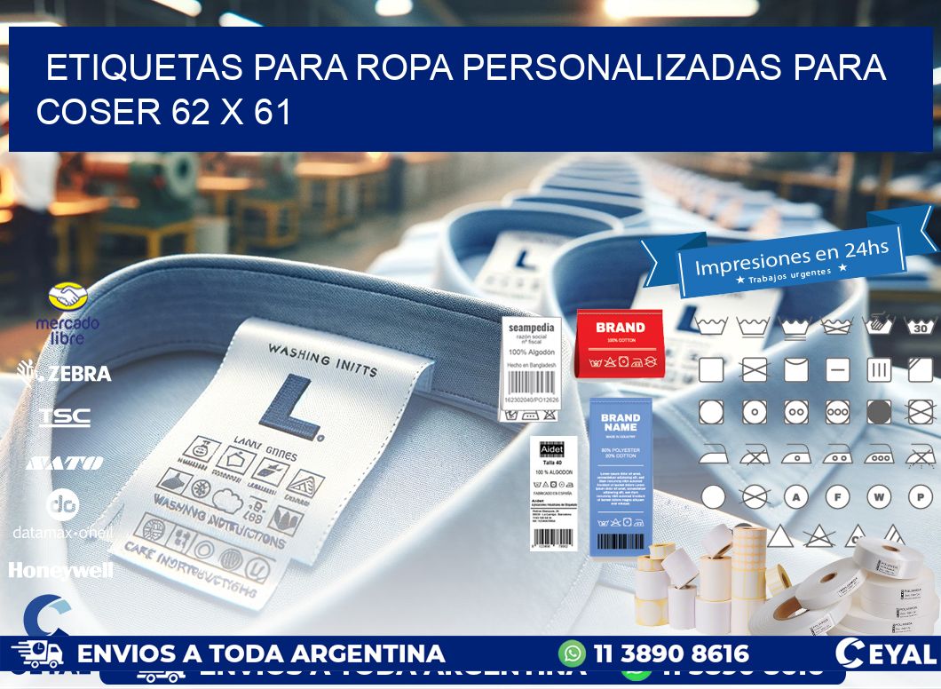 ETIQUETAS PARA ROPA PERSONALIZADAS PARA COSER 62 x 61