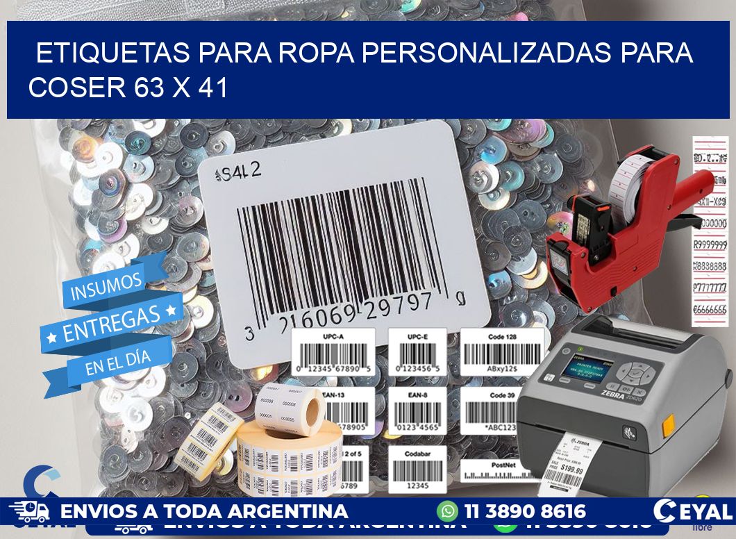 ETIQUETAS PARA ROPA PERSONALIZADAS PARA COSER 63 x 41