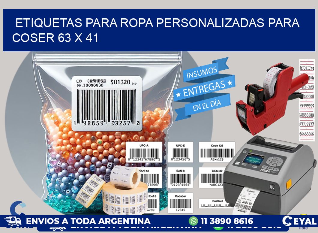 ETIQUETAS PARA ROPA PERSONALIZADAS PARA COSER 63 x 41