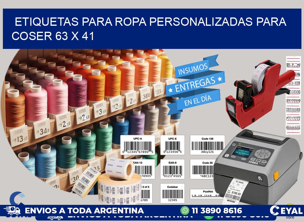ETIQUETAS PARA ROPA PERSONALIZADAS PARA COSER 63 x 41