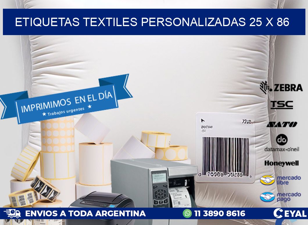 ETIQUETAS TEXTILES PERSONALIZADAS 25 x 86