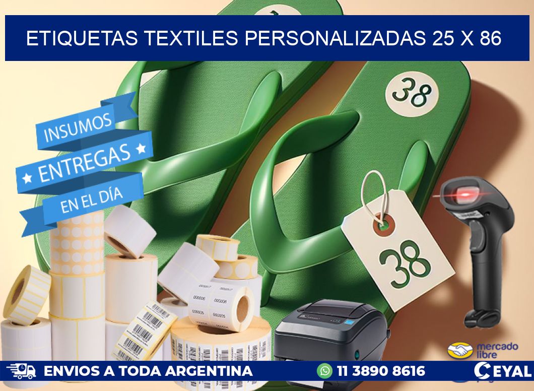 ETIQUETAS TEXTILES PERSONALIZADAS 25 x 86