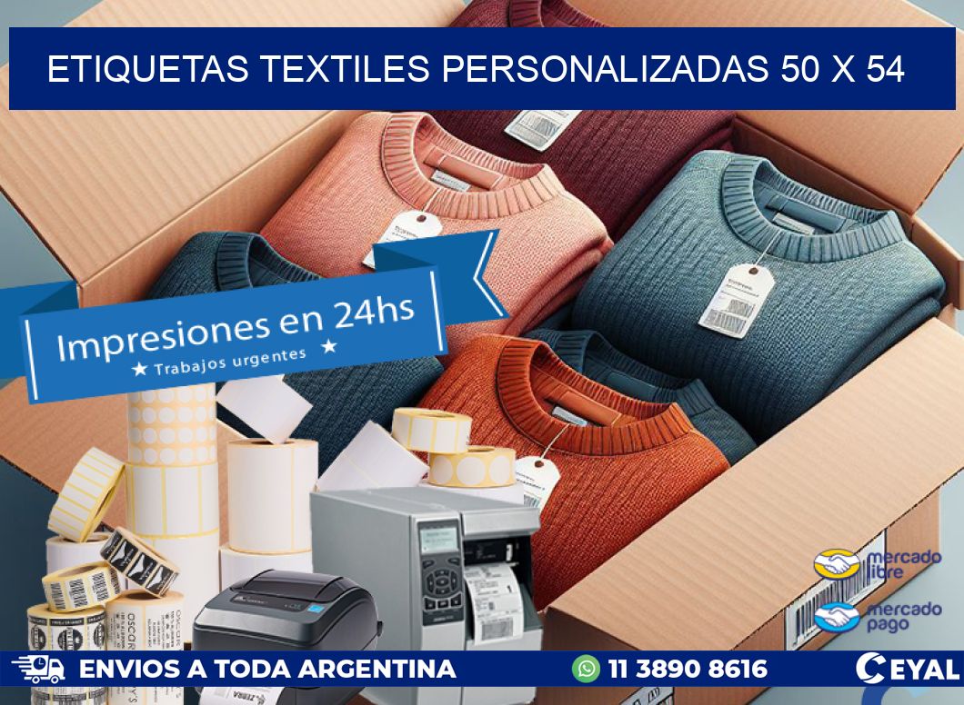 ETIQUETAS TEXTILES PERSONALIZADAS 50 x 54
