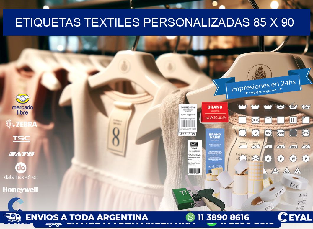 ETIQUETAS TEXTILES PERSONALIZADAS 85 x 90