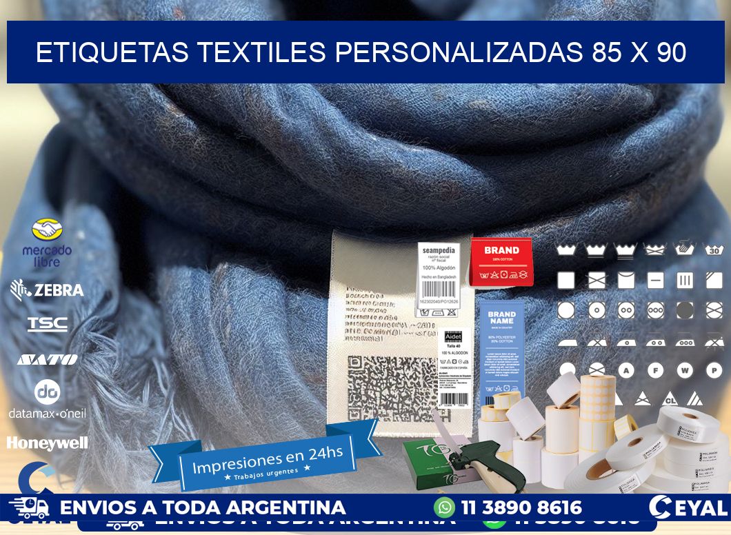 ETIQUETAS TEXTILES PERSONALIZADAS 85 x 90