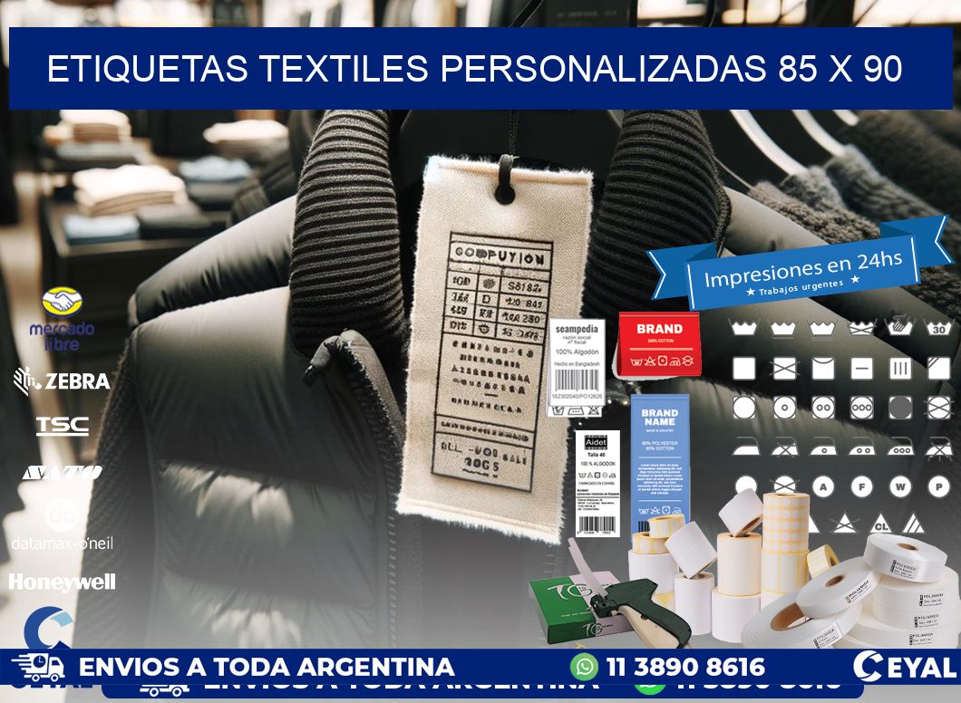 ETIQUETAS TEXTILES PERSONALIZADAS 85 x 90