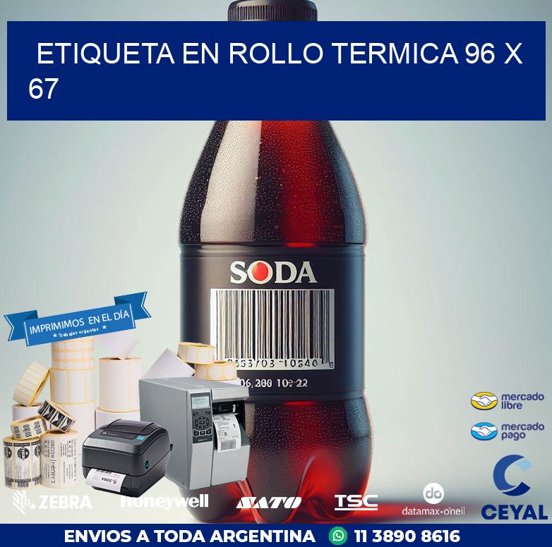 ETIQUETA EN ROLLO TERMICA 96 x 67