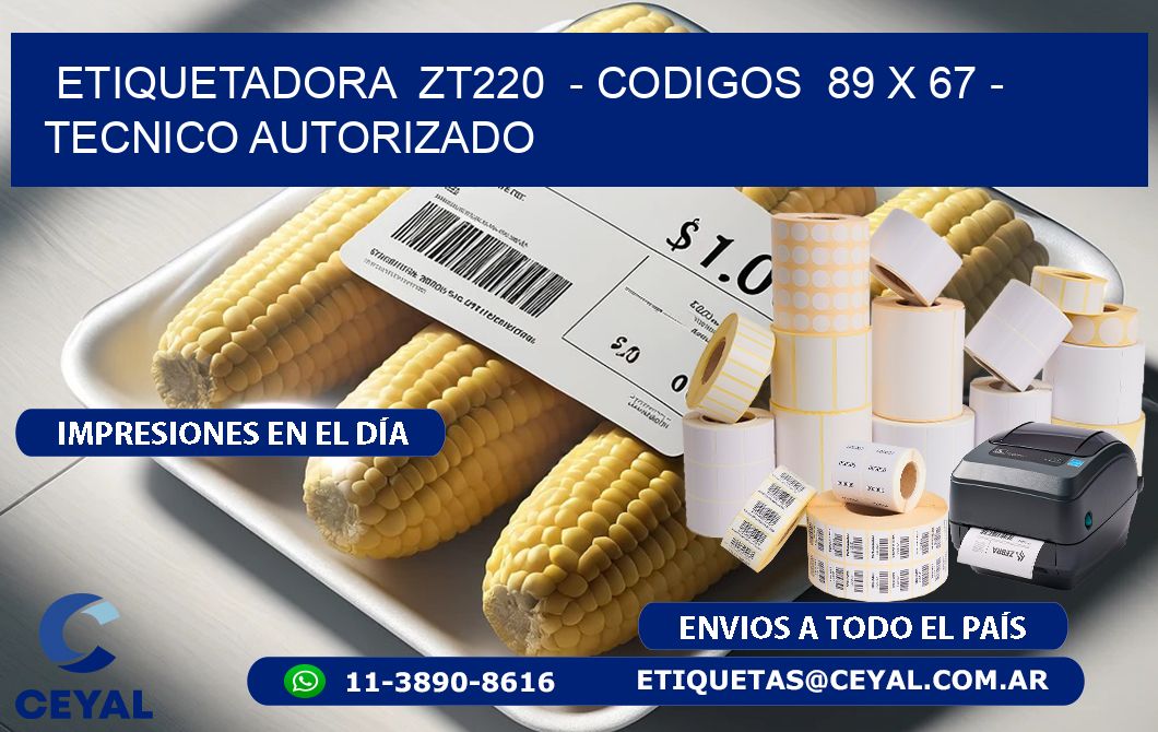 ETIQUETADORA  ZT220  - CODIGOS  89 x 67 - TECNICO AUTORIZADO