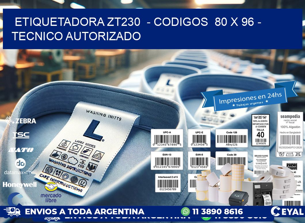 ETIQUETADORA ZT230  – CODIGOS  80 x 96 – TECNICO AUTORIZADO