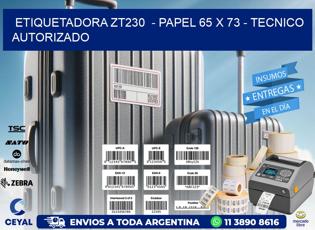 ETIQUETADORA ZT230  - PAPEL 65 x 73 - TECNICO AUTORIZADO