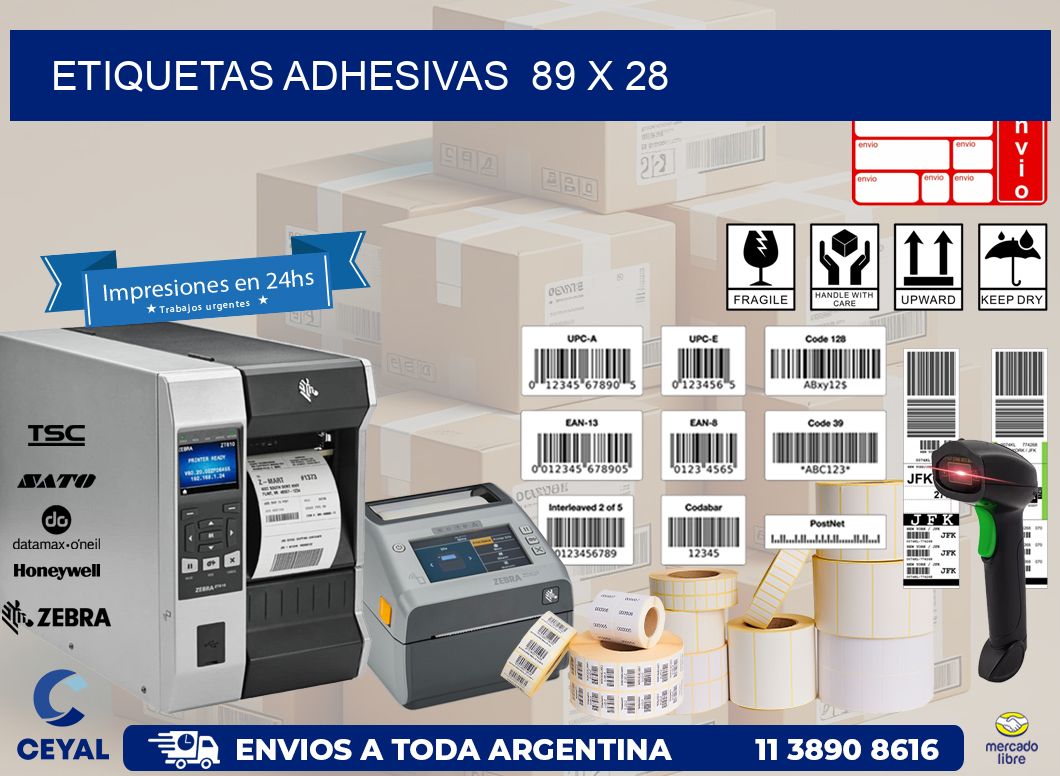 ETIQUETAS ADHESIVAS  89 x 28