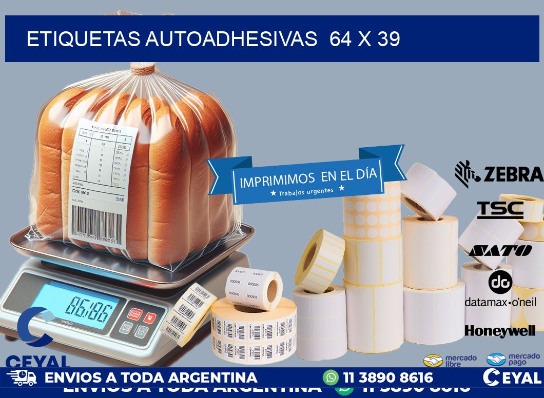 ETIQUETAS AUTOADHESIVAS  64 x 39