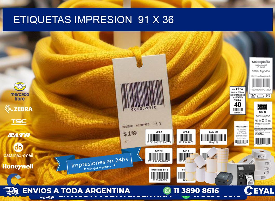 ETIQUETAS IMPRESION  91 x 36