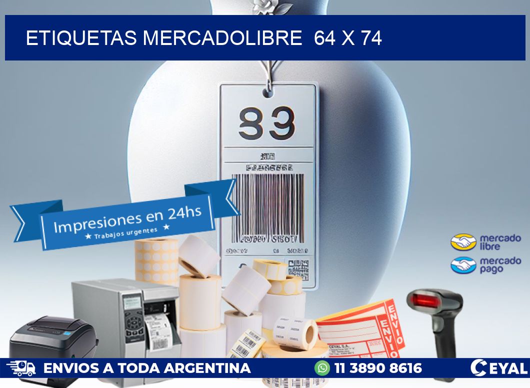 ETIQUETAS MERCADOLIBRE  64 x 74