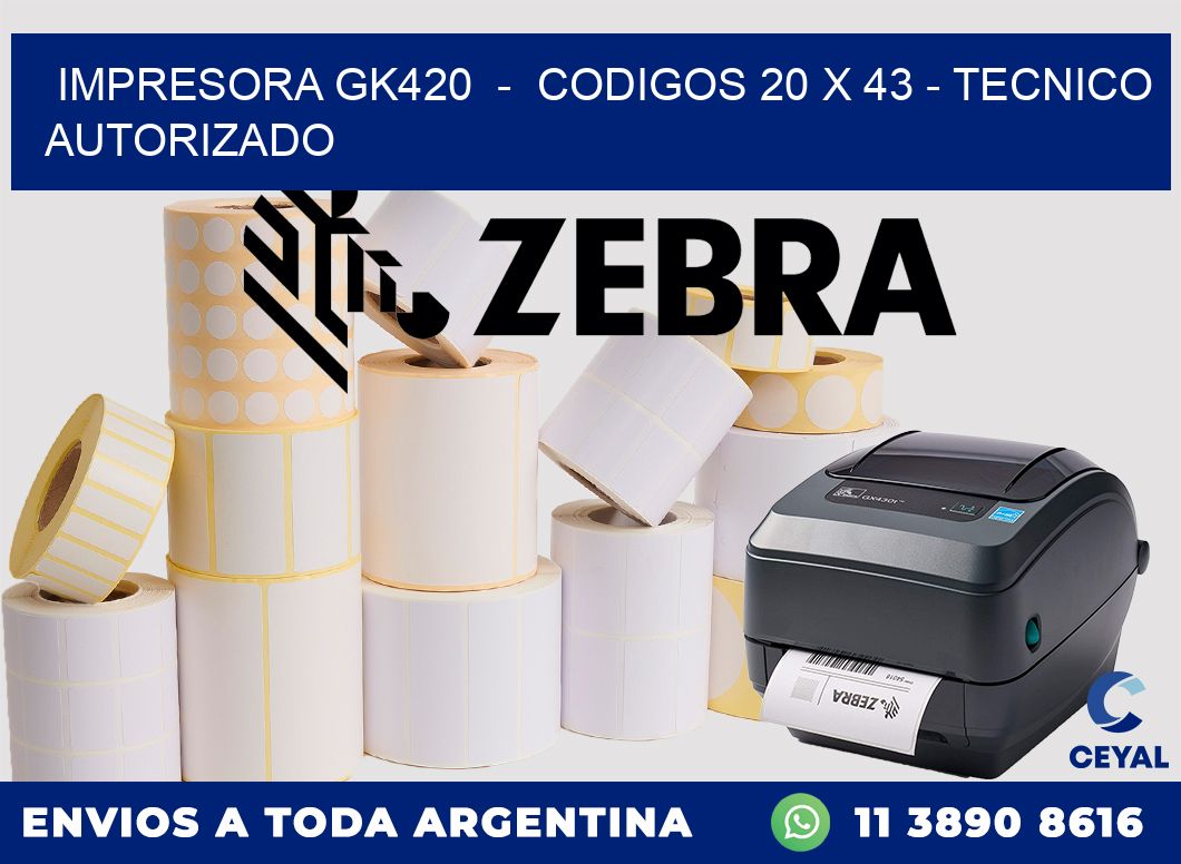 IMPRESORA GK420  -  CODIGOS 20 x 43 - TECNICO AUTORIZADO