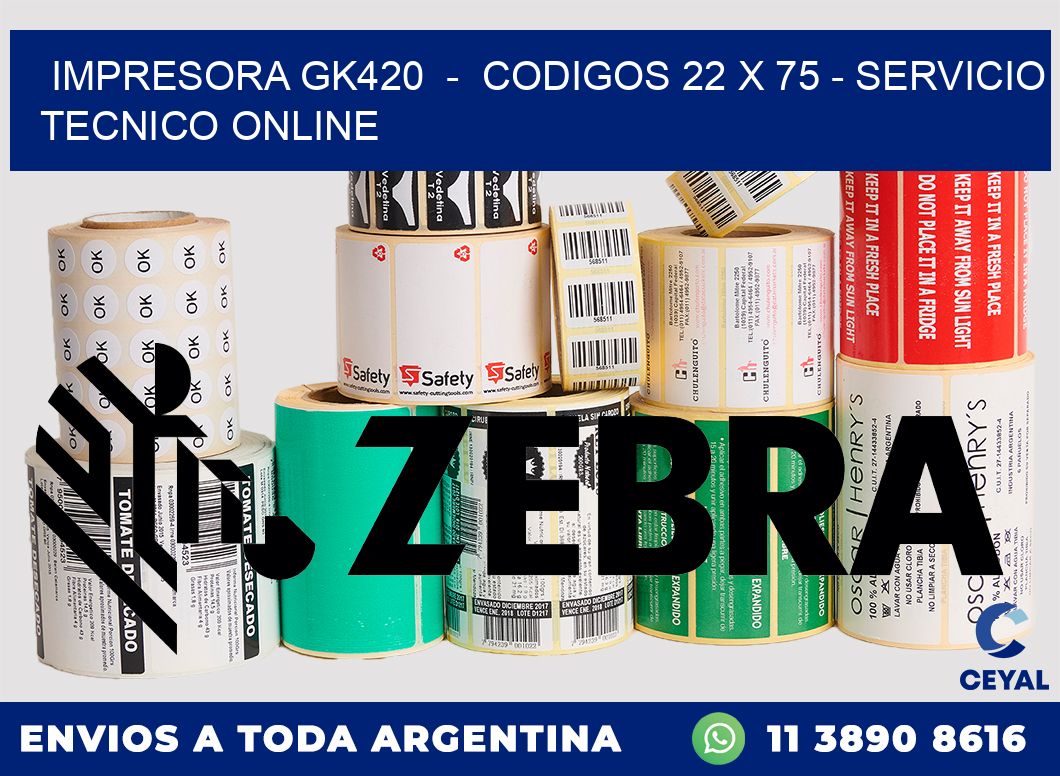 IMPRESORA GK420  -  CODIGOS 22 x 75 - SERVICIO TECNICO ONLINE