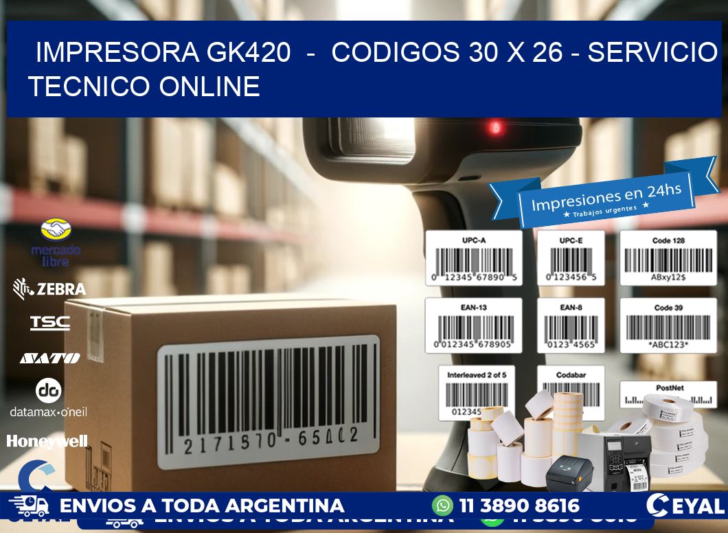 IMPRESORA GK420 - CODIGOS 30 x 26 - SERVICIO TECNICO ONLINE