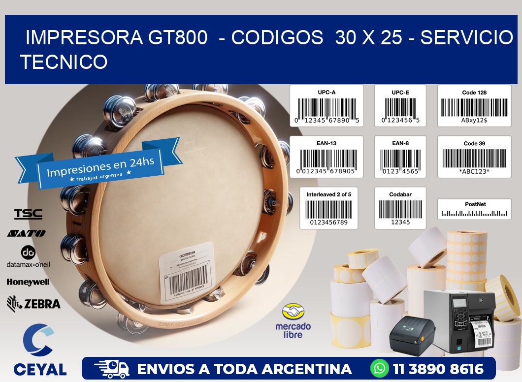 IMPRESORA GT800  - CODIGOS  30 x 25 - SERVICIO TECNICO