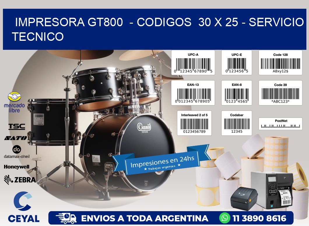 IMPRESORA GT800  – CODIGOS  30 x 25 – SERVICIO TECNICO