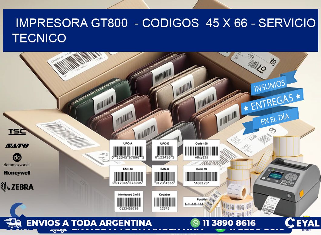 IMPRESORA GT800  - CODIGOS  45 x 66 - SERVICIO TECNICO