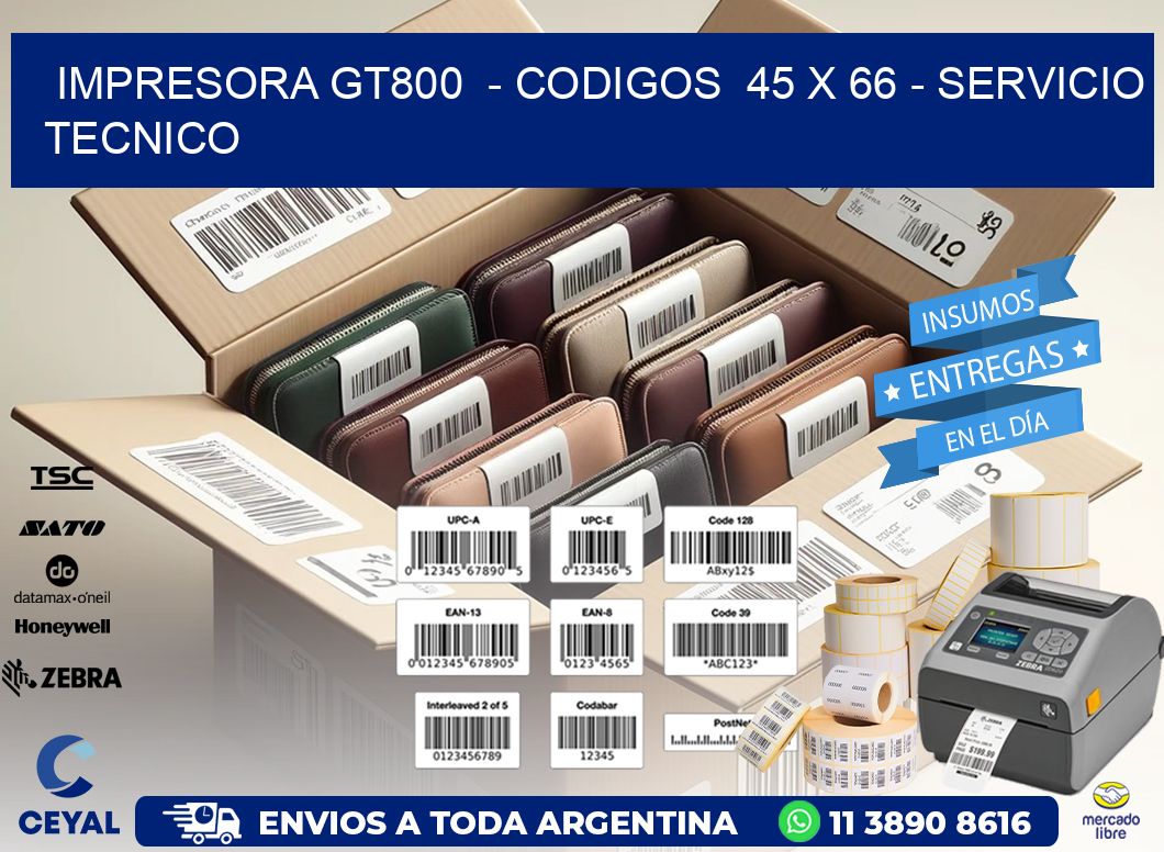 IMPRESORA GT800  - CODIGOS  45 x 66 - SERVICIO TECNICO