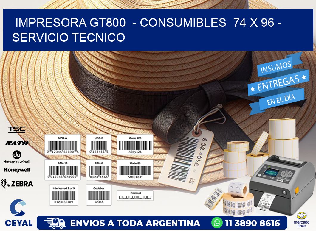 IMPRESORA GT800  - CONSUMIBLES  74 x 96 - SERVICIO TECNICO
