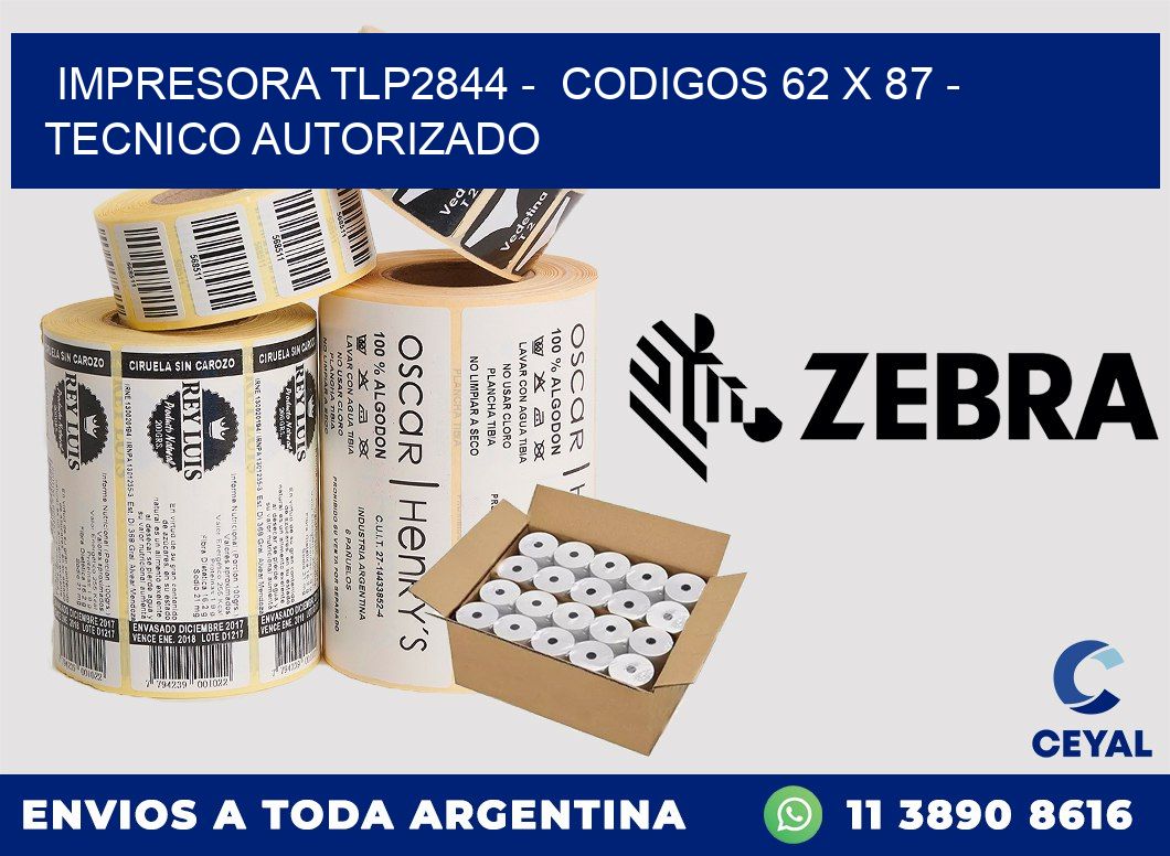 IMPRESORA TLP2844 -  CODIGOS 62 x 87 - TECNICO AUTORIZADO
