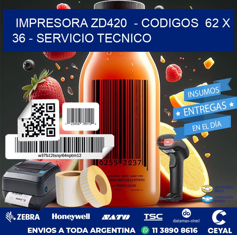 IMPRESORA ZD420  – CODIGOS  62 x 36 – SERVICIO TECNICO