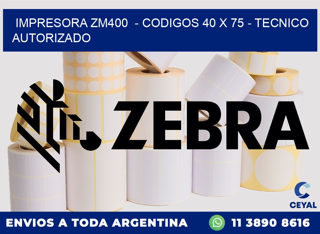 IMPRESORA ZM400  - CODIGOS 40 x 75 - TECNICO AUTORIZADO