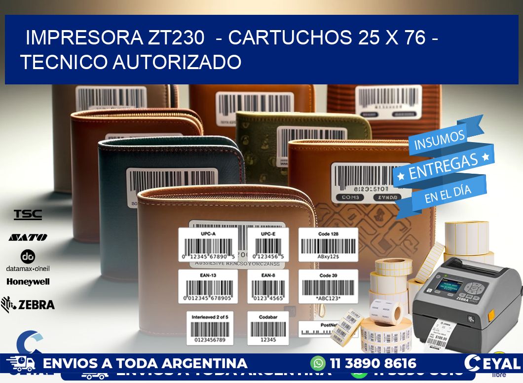 IMPRESORA ZT230  - CARTUCHOS 25 x 76 - TECNICO AUTORIZADO