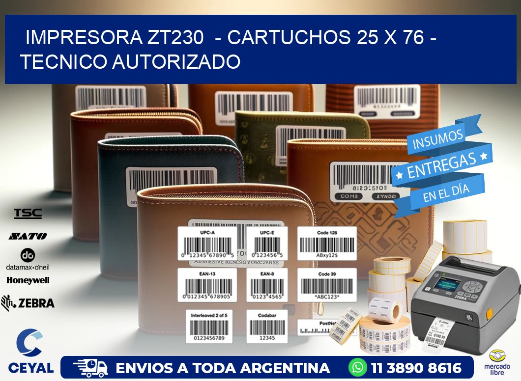 IMPRESORA ZT230  - CARTUCHOS 25 x 76 - TECNICO AUTORIZADO