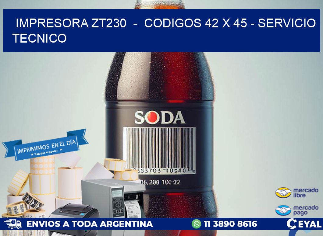 IMPRESORA ZT230  –  CODIGOS 42 x 45 – SERVICIO TECNICO